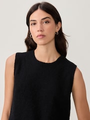 Black Sleeveless Knitted Crew Tank Vest Top with Alpaca - Image 4 of 8