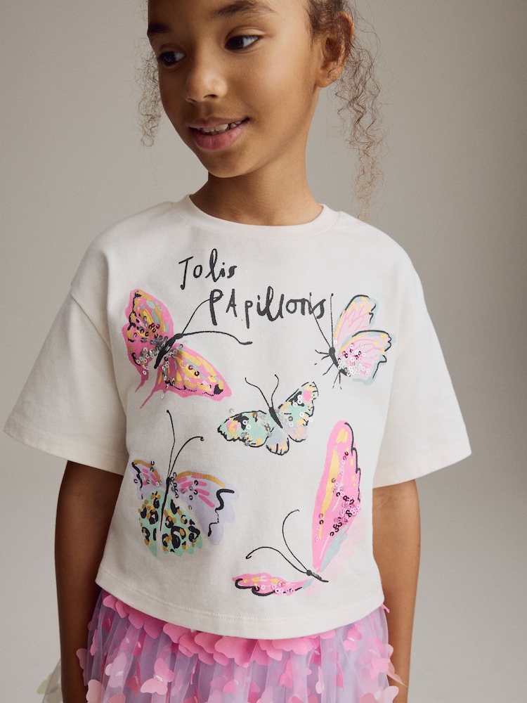 Multi Butterfly T-Shirt and Skirt Set (3-14yrs) - Image 4 of 10