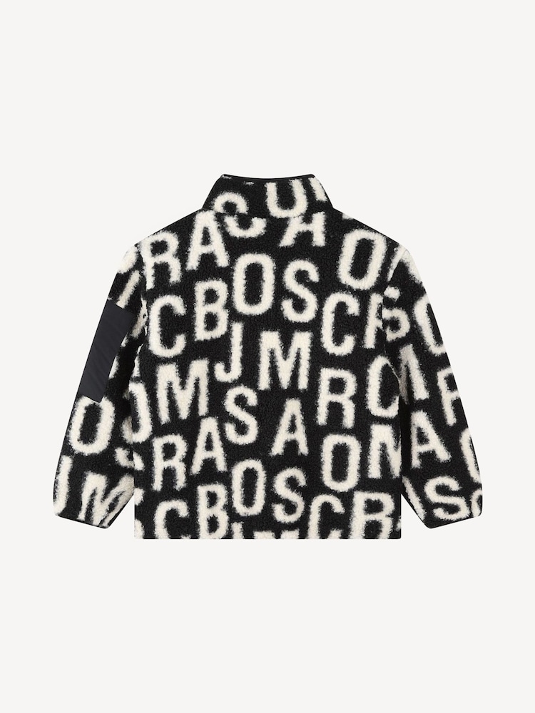Marc Jacobs Black All-Over Logo Print Fleece Zip Through Black Jacket - Image 2 of 3 Marc Jacobs Black All-Over Logo Print Fleece Zip Through Black Jacket - Image 2 of 3