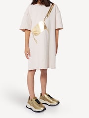 Marc Jacobs Natural Marc Jacobs Pink Short Sleeve T-Shirt Dress With Logo Cross-Body Bag Design - Image 1 of 3