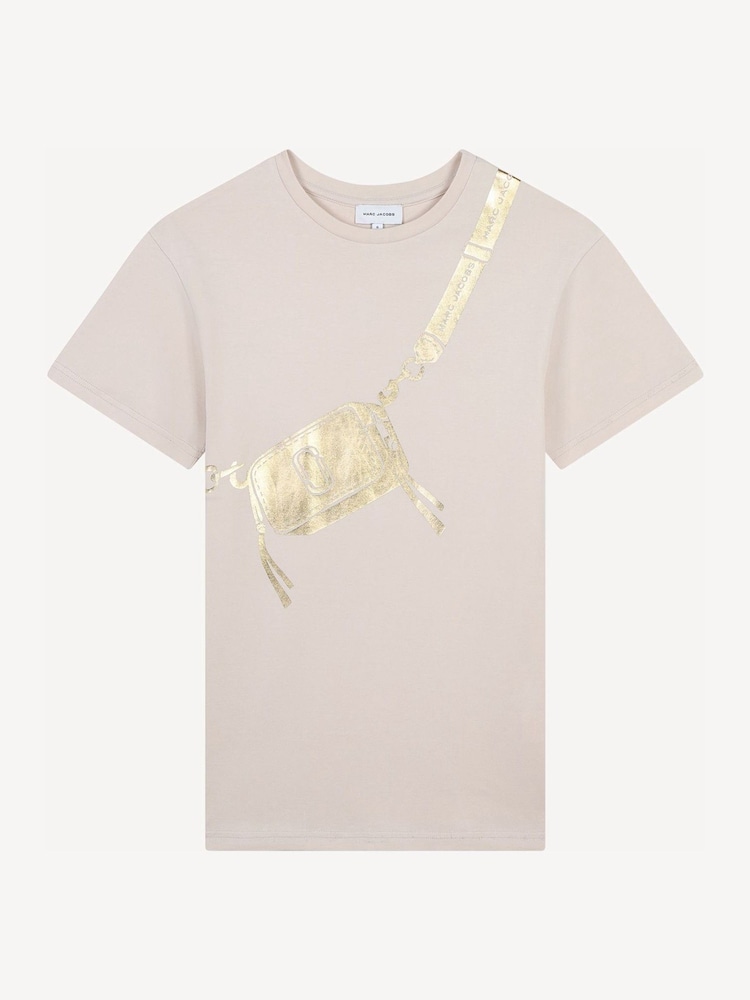 Marc Jacobs Natural Marc Jacobs Pink Short Sleeve T-Shirt Dress With Logo Cross-Body Bag Design - Image 2 of 3