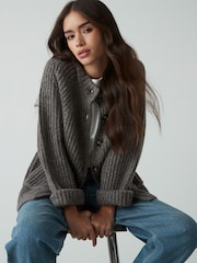 Mole - Soft Touch Pocket Button Front Ribbed Knitted pletena pletena jopa - Slika 1 iz 9