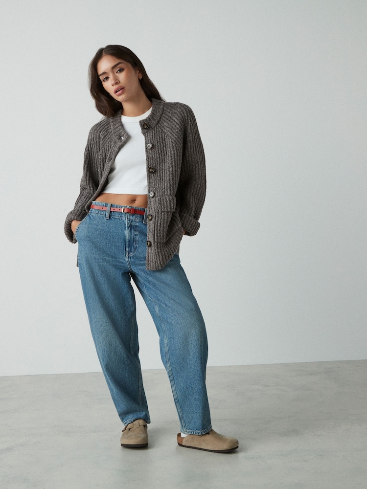 Mole - Soft Touch Pocket Button Front Ribbed Knitted pletena pletena jopa - Slika 2 iz 9 Mole - Soft Touch Pocket Button Front Ribbed Knitted pletena pletena jopa - Slika 2 iz 9