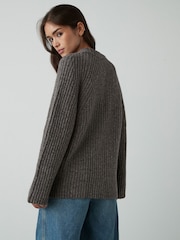 Mole - Soft Touch Pocket Button Front Ribbed Knitted pletena pletena jopa - Slika 4 iz 9