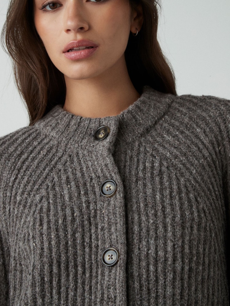 Mole Soft Touch Pocket Button Front Ribbed Knitted Cardigan - Image 5 of 9