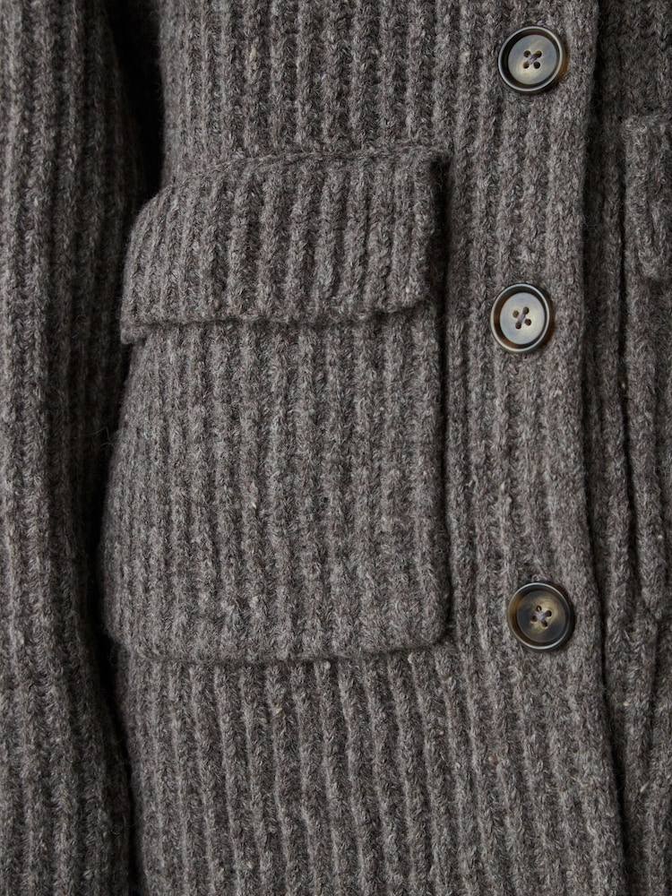 Mole Soft Touch Pocket Button Front Ribbed Knitted Cardigan - Image 6 of 9