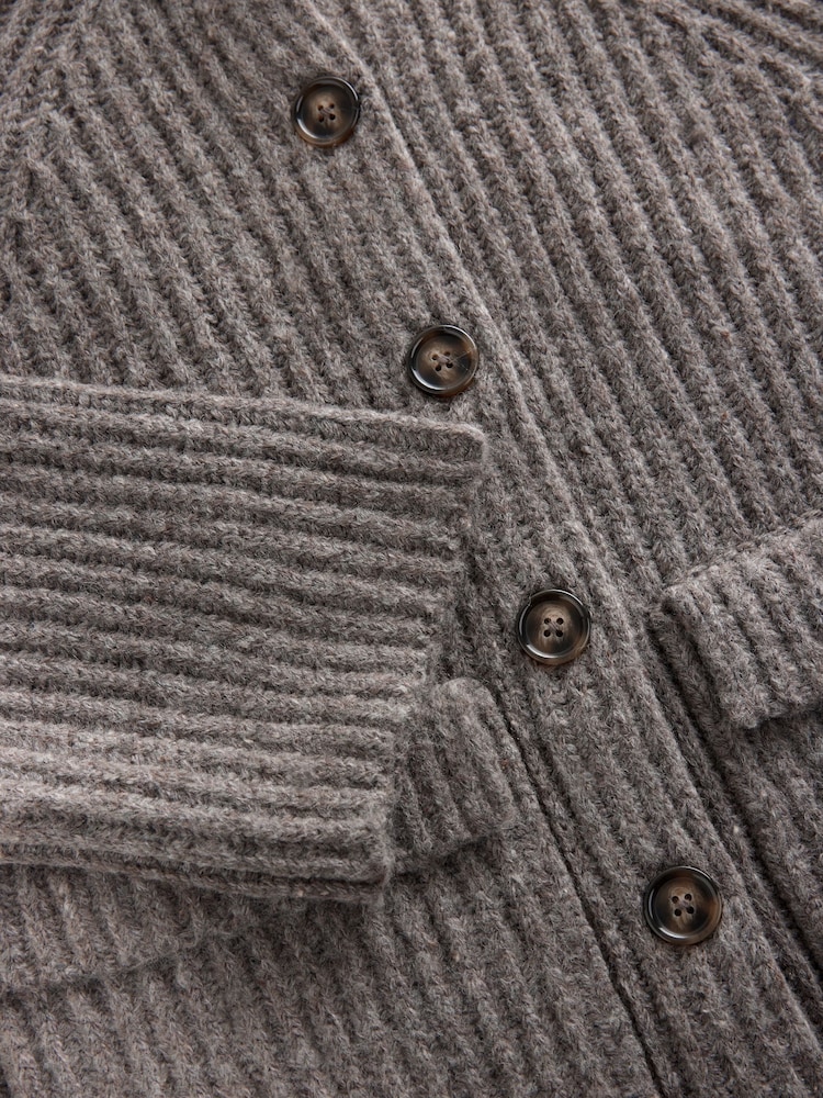 Mole Soft Touch Pocket Button Front Ribbed Knitted Cardigan - Image 8 of 9