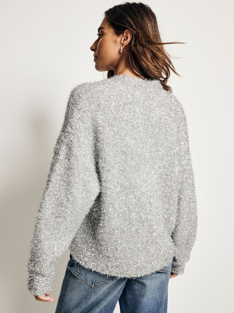 Buy Silver Sparkle Tinsel Knitted Cardigan from the Next UK online
