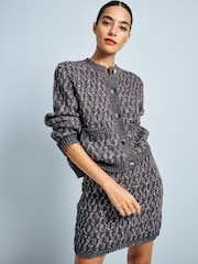 Grey Charcoal Co-ord Sparkle Pattern Knitted Cardigan - Image 1 of 5