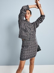 Grey Charcoal Co-ord Sparkle Pattern Knitted Cardigan - Image 2 of 5