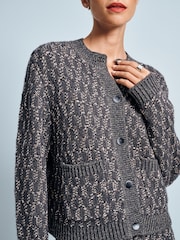 Grey Charcoal Co-ord Sparkle Pattern Knitted Cardigan - Image 5 of 5