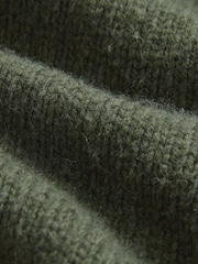 Green Khaki Olive Soft Touch Seam Detail Button Through Knitted Cardigan with Wool - Image 6 of 7