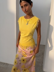 Never Fully Dressed Yellow Lace Insert Top - Image 1 of 5