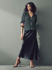 Temno zelena - Sparkle Tinsel pletena pletena jopa - Slika 2 iz 8