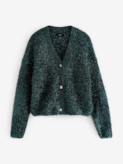 Temno zelena - Sparkle Tinsel pletena pletena jopa - Slika 5 iz 8