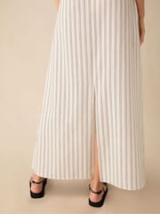 Ro&Zo Ivory White Stripe Linen Skirt - Image 4 of 5