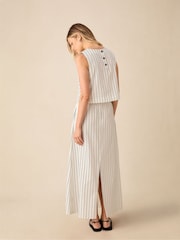 Ro&Zo Ivory White Stripe Linen Skirt - Image 5 of 5