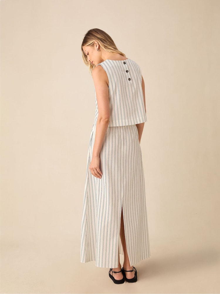 Ro&Zo Ivory White Stripe Linen Skirt - Image 5 of 5