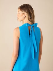 Ro&Zo Blue Cowl Neck Linen Blend Shift Dress - Image 3 of 4