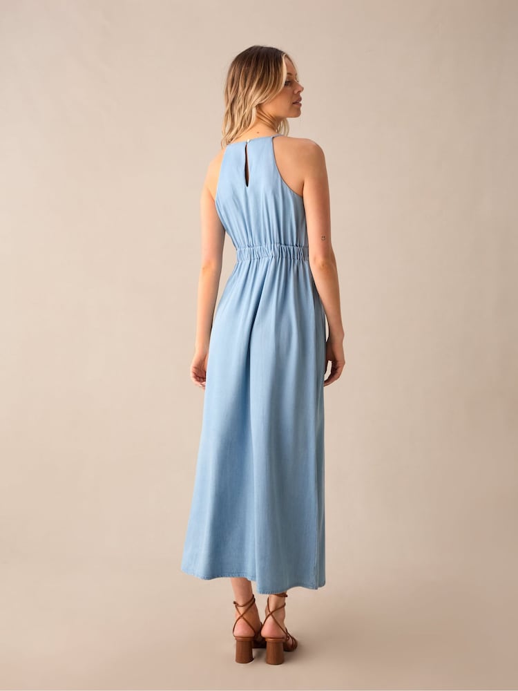 Ro&Zo Blue Halter TENCEL™ Midi Dress - Image 4 of 4