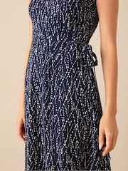 Ro&Zo Blue Petite Dash Print Wrap Midi Dress - Image 4 of 4