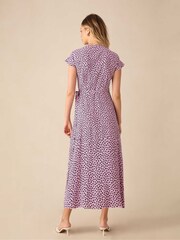 Ro&Zo Pink Petite Ditsy Print Wrap Midi Dress - Image 2 of 3