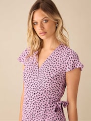 Ro&Zo Pink Petite Ditsy Print Wrap Midi Dress - Image 3 of 3
