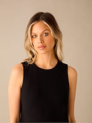 Ro&Zo Black Linen Blend Tie Waist Column Midi Dress - Image 5 of 8