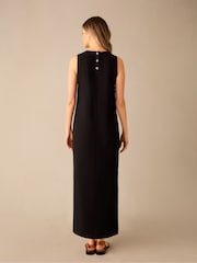 Ro&Zo Black Linen Blend Tie Waist Column Midi Dress - Image 8 of 8