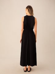 Ro&Zo Black Jersey Shirred Waistband Dress - Image 2 of 4