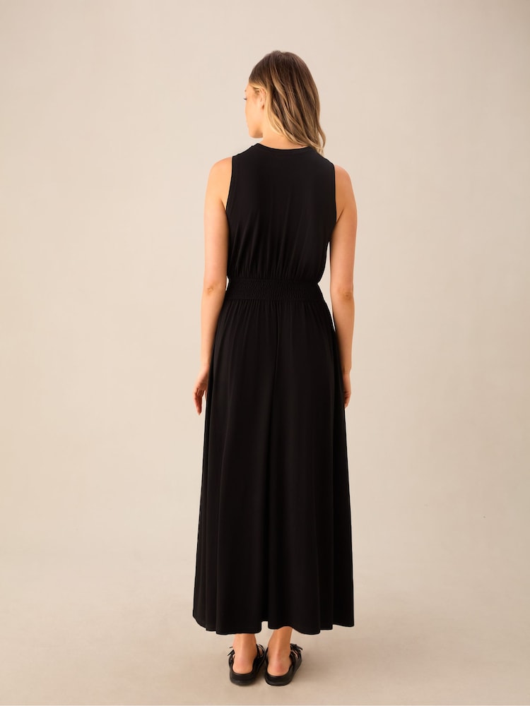 Ro&Zo Black Jersey Shirred Waistband Dress - Image 2 of 4