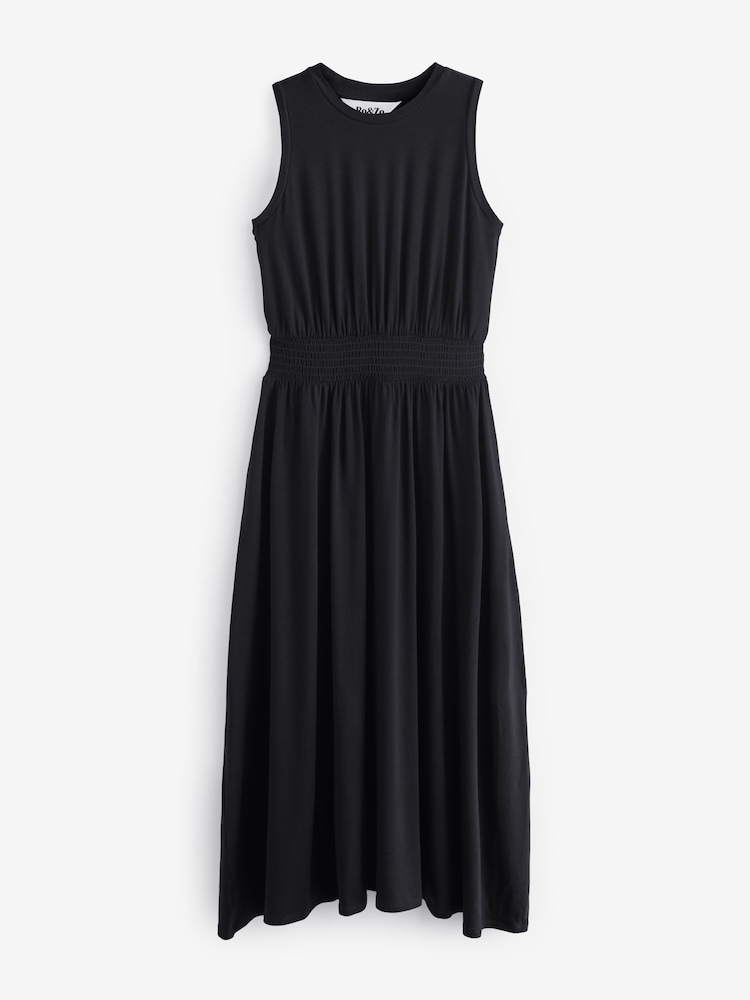 Ro&Zo Black Jersey Shirred Waistband Dress - Image 4 of 4