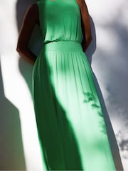 Ro&Zo Green Jersey Shirred Waistband Dress - Image 2 of 5