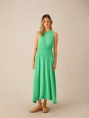 Ro&Zo Green Jersey Shirred Waistband Dress - Image 3 of 5