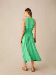 Ro&Zo Green Jersey Shirred Waistband Dress - Image 4 of 5