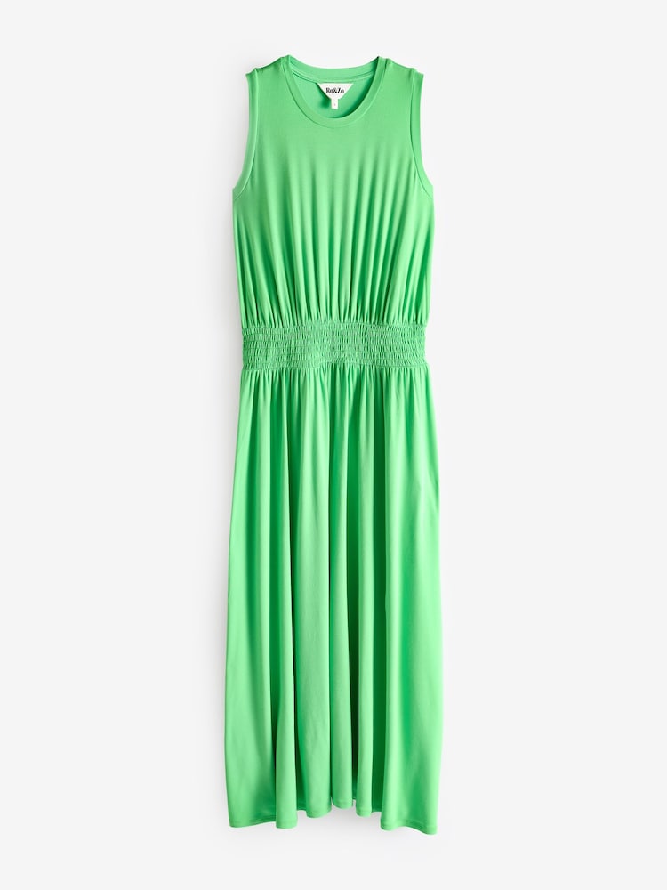 Ro&Zo Green Jersey Shirred Waistband Dress - Image 5 of 5