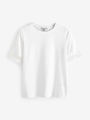 Pure Collection Rundhals-T-Shirts aus Jersey mit Besatz, Weiß - Bild 2 von 2