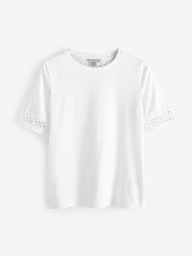 Pure Collection Rundhals-T-Shirts aus Jersey mit Besatz, Weiß - Bild 2 von 2