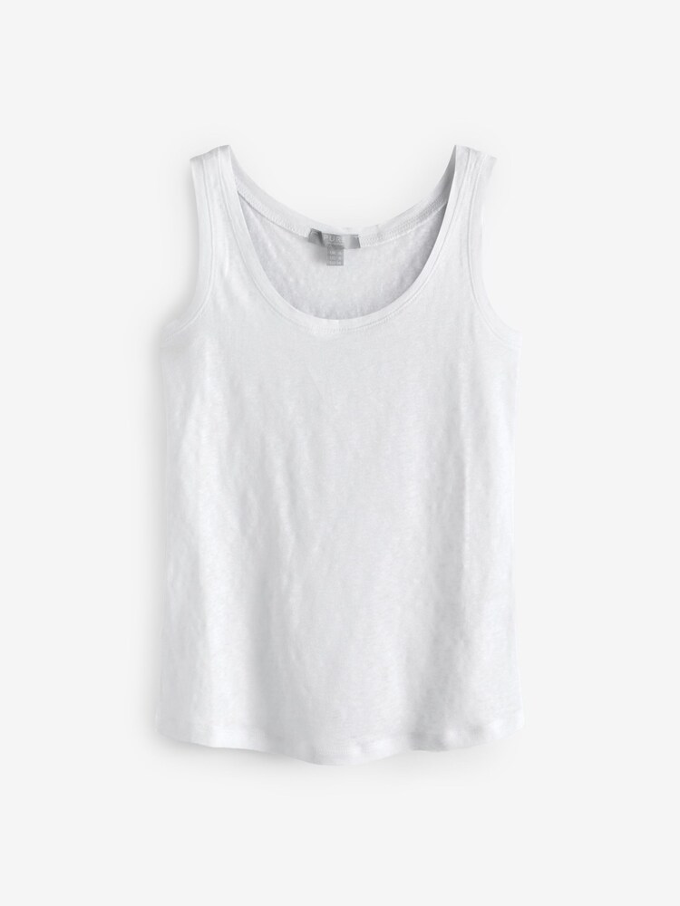 Weiß - Pure Collection Luxury Jersey-Trägertop aus 100 % Leinen - Bild 3 von 3