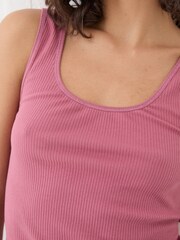 FatFace Pink Rib Pyjama Top - Image 4 of 5