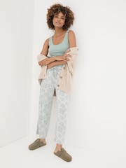 FatFace Green Haze Rib Pyjama Top - Image 3 of 8