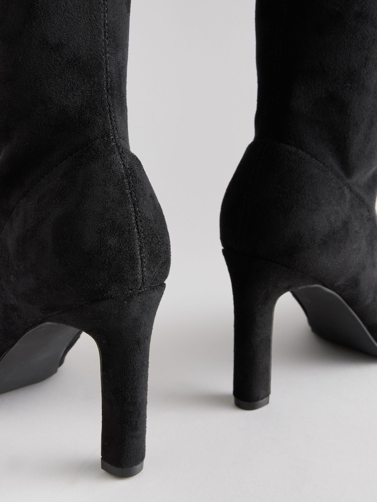 Black Forever Comfort® Over The Knee Chisel Toe Sock Boots - Image 10 of 10