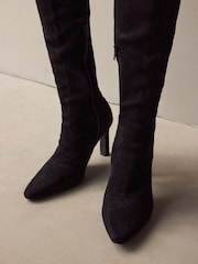 Black Forever Comfort® Over The Knee Chisel Toe Sock Boots - Image 2 of 10