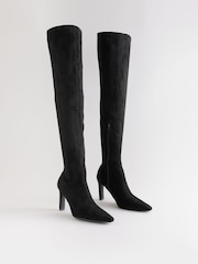 Black Forever Comfort® Over The Knee Chisel Toe Sock Boots - Image 4 of 10