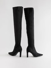 Black Forever Comfort® Over The Knee Chisel Toe Sock Boots - Image 5 of 10