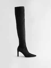 Black Forever Comfort® Over The Knee Chisel Toe Sock Boots - Image 6 of 10