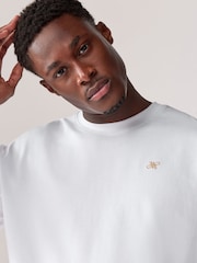 White Embroidery Logo Relaxed Fit Heavyweight 100% Cotton T-Shirt - Image 1 of 7