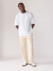 White Embroidery Logo Relaxed Fit Heavyweight 100% Cotton T-Shirt - Image 2 of 7