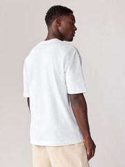 White Embroidery Logo Relaxed Fit Heavyweight 100% Cotton T-Shirt - Image 3 of 7
