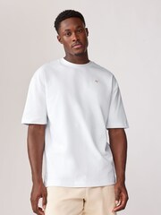 White Embroidery Logo Relaxed Fit Heavyweight 100% Cotton T-Shirt - Image 4 of 7